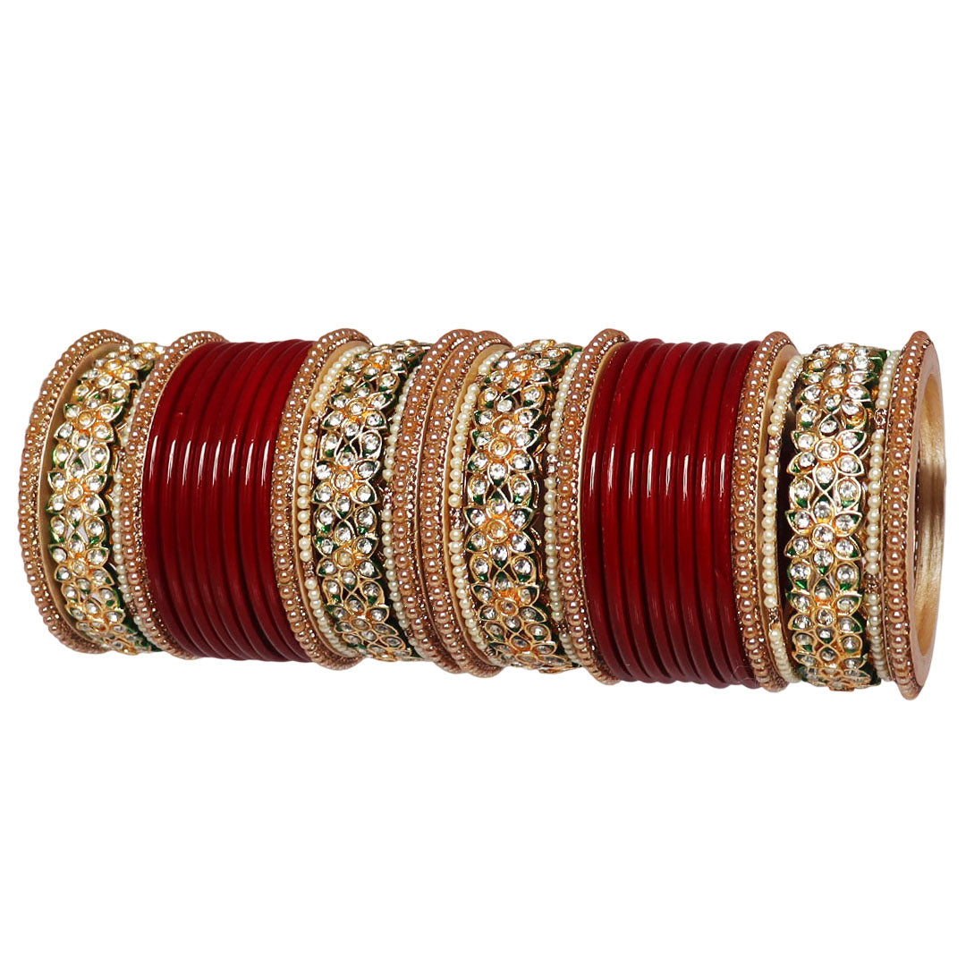 Festive Wear Lac Bangles Set With Latest Stones Flower Design