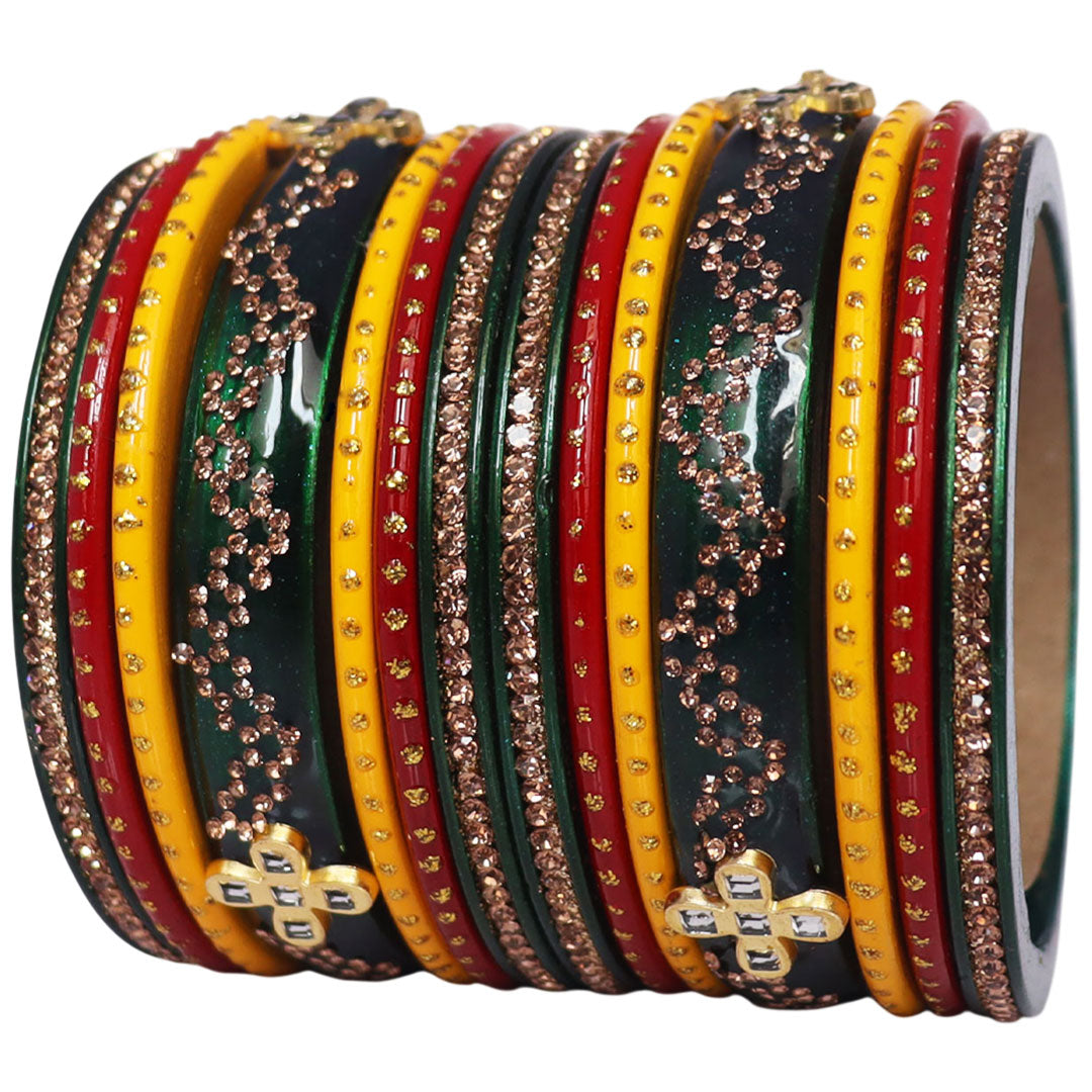 Marwadi Short Lac Chura Set With Beautiful Kundan-Rhinestones Design