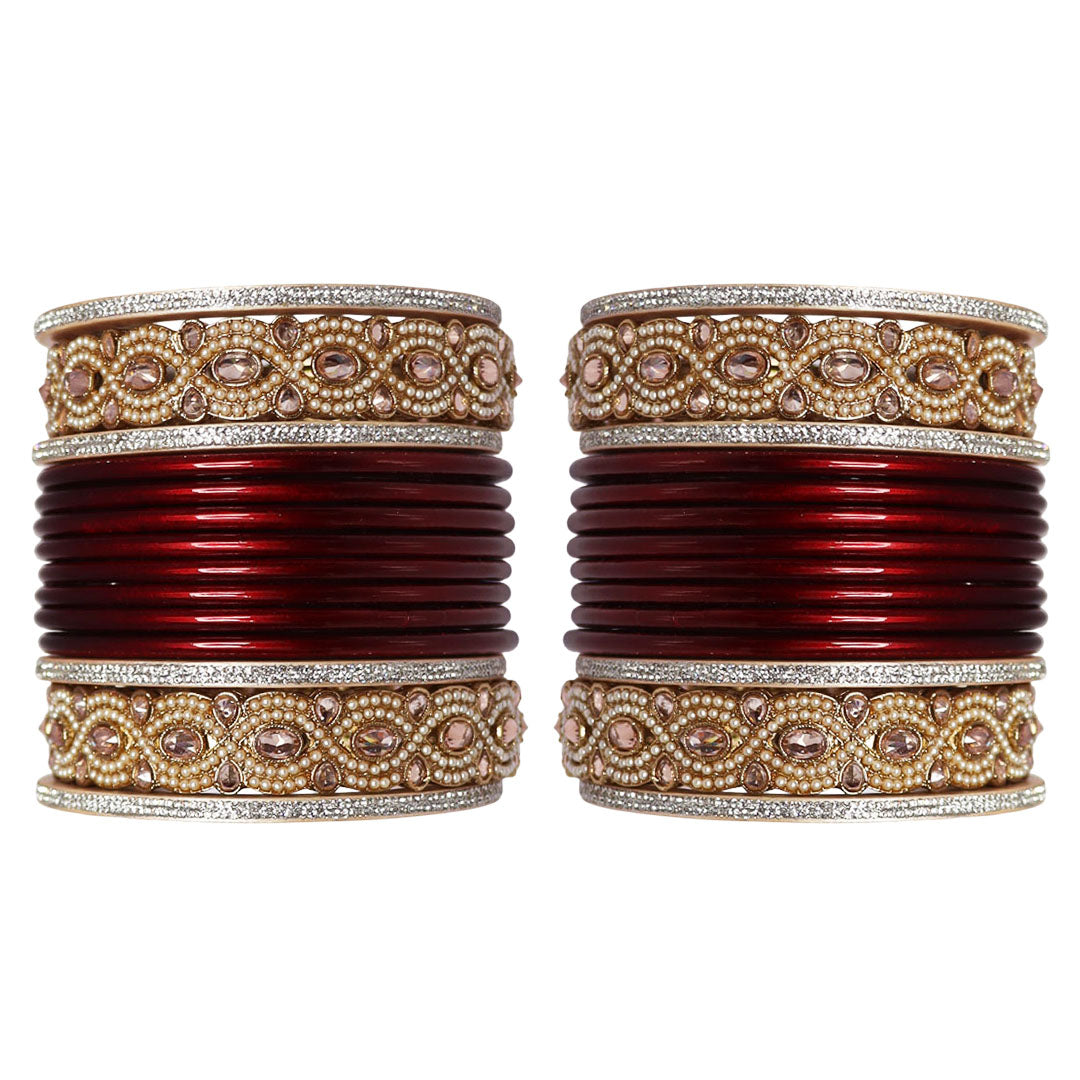 Punjabi Style Bridal Chura Set With Latest Kundan-Rhinestones Design