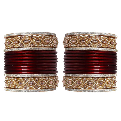 Punjabi Style Bridal Chura Set With Latest Kundan-Rhinestones Design