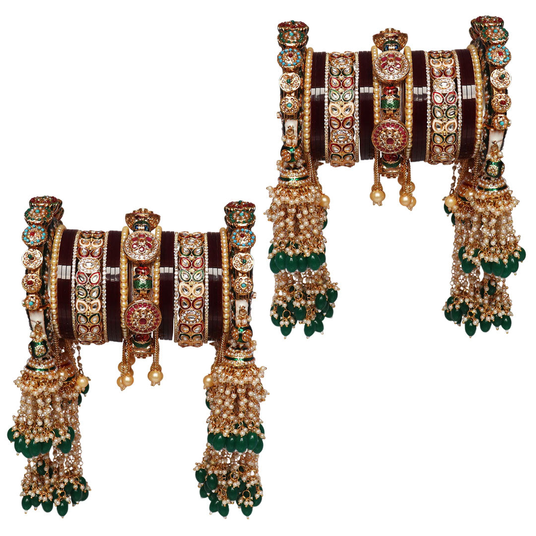 Title: Luxurious Bridal Bangles Set in Traditional Rajwadi Style