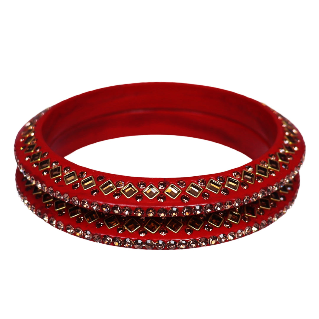 Traditional Kundan Lac Bangadi Bangles (Pack of 2)
