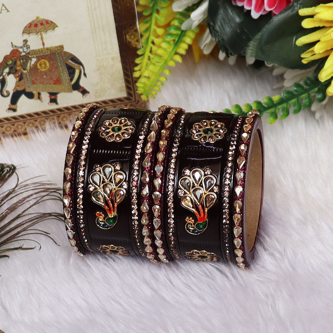 Pure Lac Short Chura Set With Latest Kundan & Peacock Design