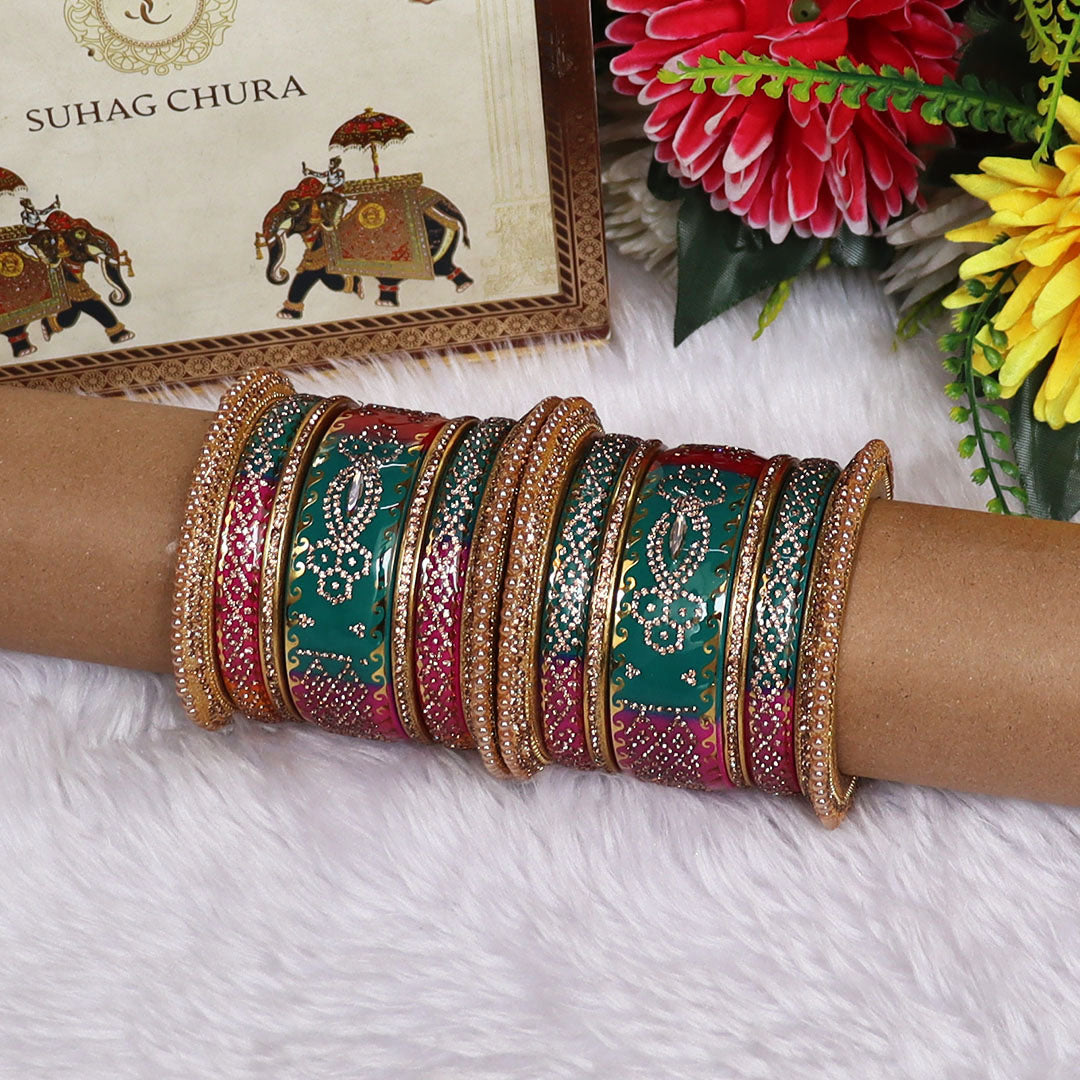 Rajasthani Designer Wedding Chura Set With Latest Kundan Design