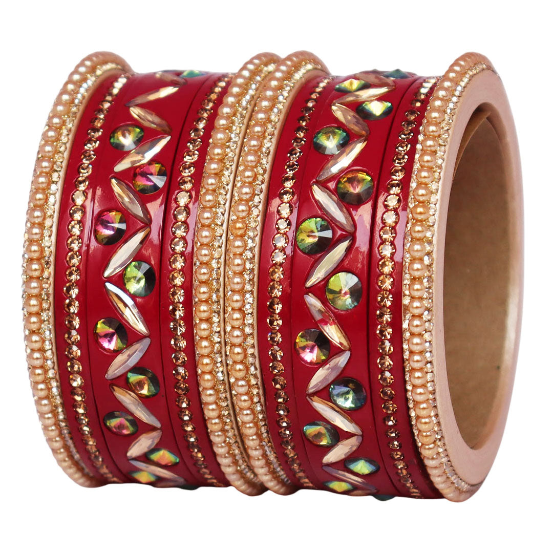 Bridal Style Kundan Lac Bangle Set – Ideal for Diwali & Weddings
