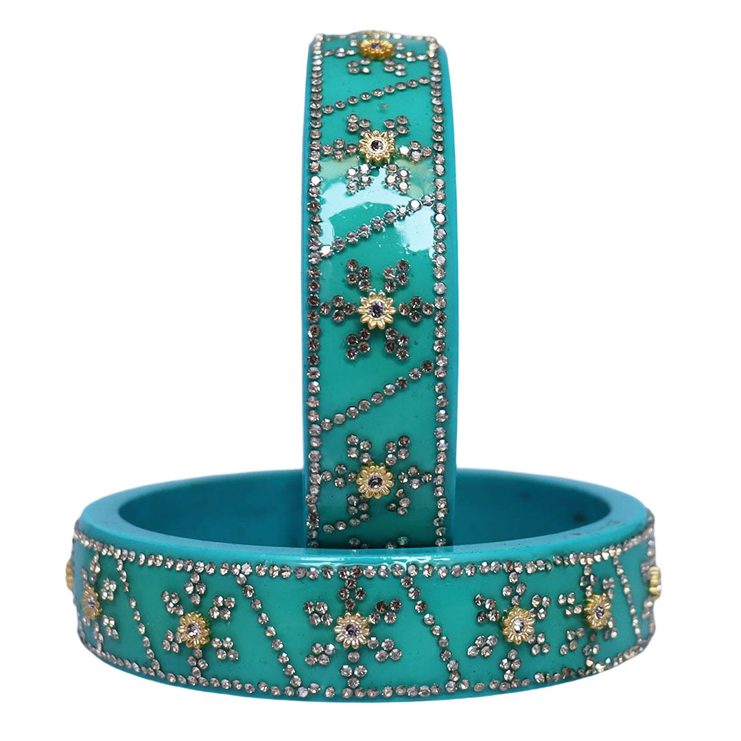 Designer Lac Bangles For Girls in Rhinestones Design