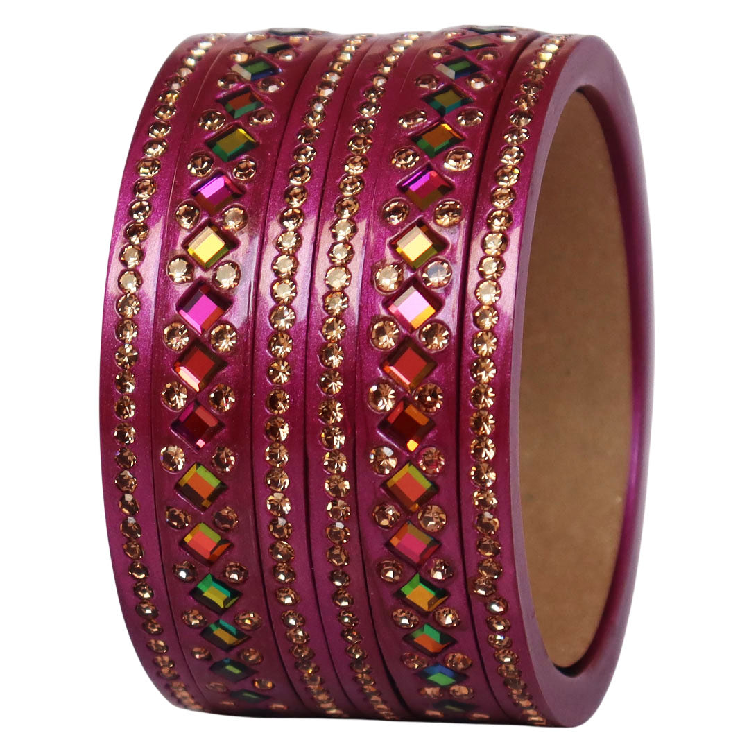 Women's Traditional Lac Bangles Set With Latest Rainbow Kundan Design