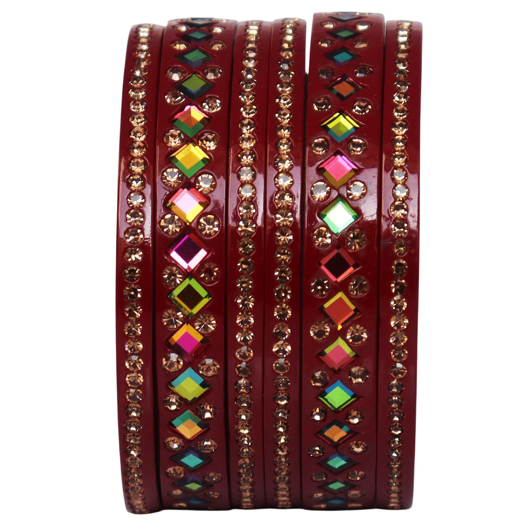 Women's Traditional Lac Bangles Set With Latest Rainbow Kundan Design