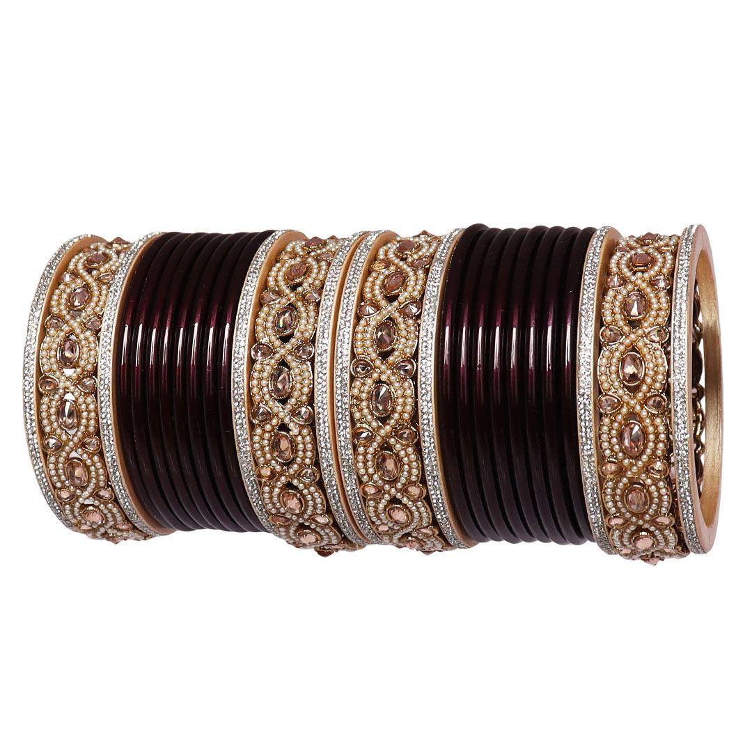 Punjabi Style Bridal Chura Set With Latest Kundan-Rhinestones Design