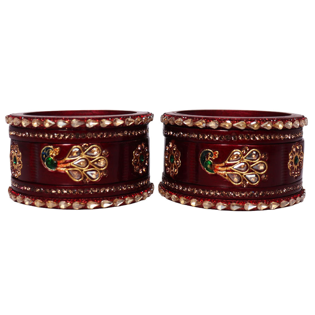 Pure Lac Short Chura Set With Latest Kundan & Peacock Design
