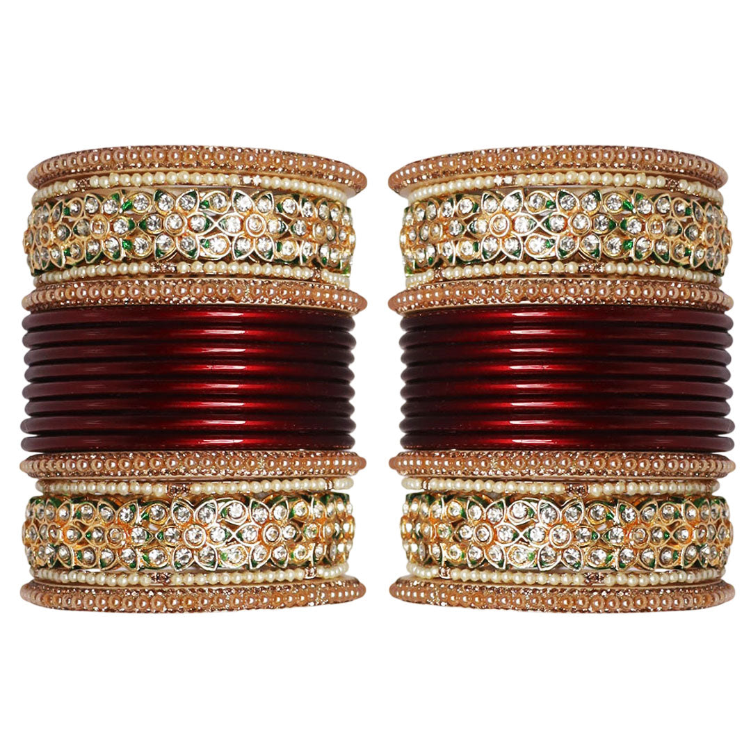 Festive Wear Lac Bangles Set With Latest Stones Flower Design