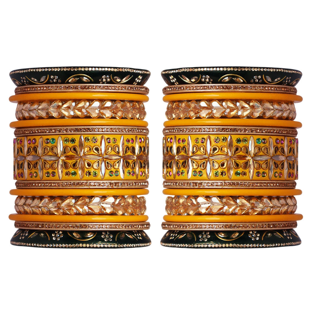 Handmade Rajasthani Lac Bangles for Bride – Kundan Stone Work
