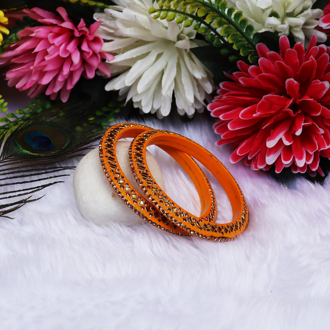 Traditional Kundan Lac Bangadi Bangles (Pack of 2)