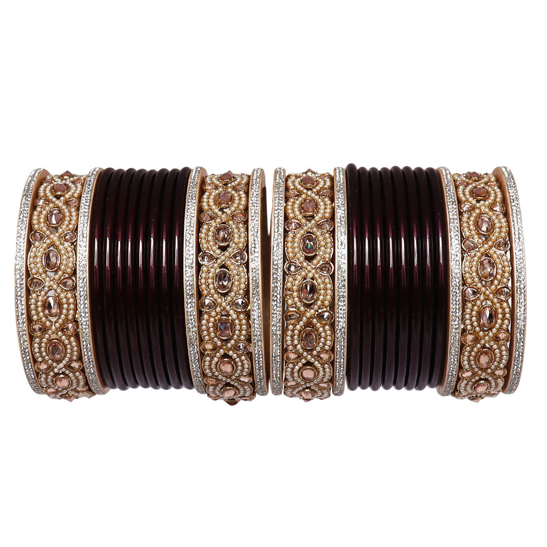 Punjabi Style Bridal Chura Set With Latest Kundan-Rhinestones Design