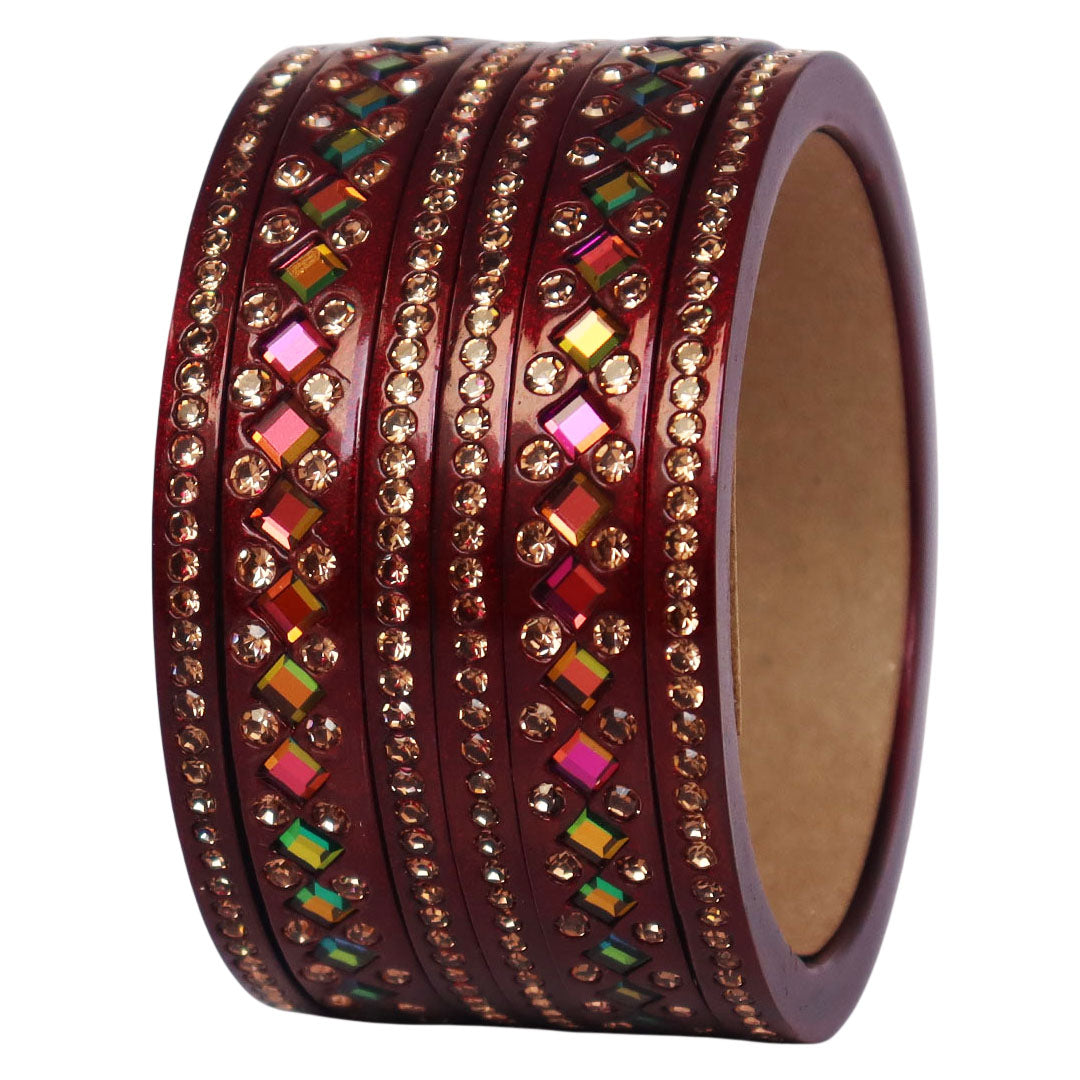 Women's Traditional Lac Bangles Set With Latest Rainbow Kundan Design