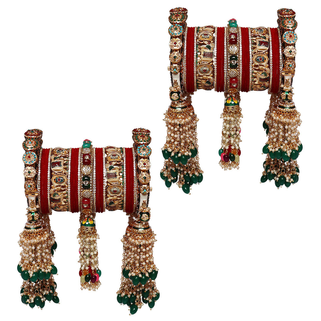 Luxurious Rajwadi Wedding Chura Set With Latest Heavy Hangings