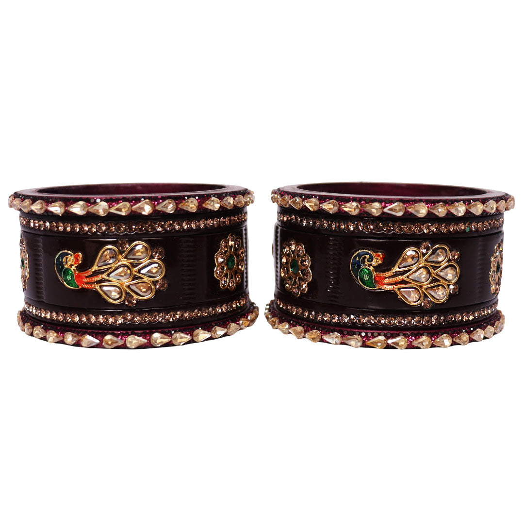 Pure Lac Short Chura Set With Latest Kundan & Peacock Design