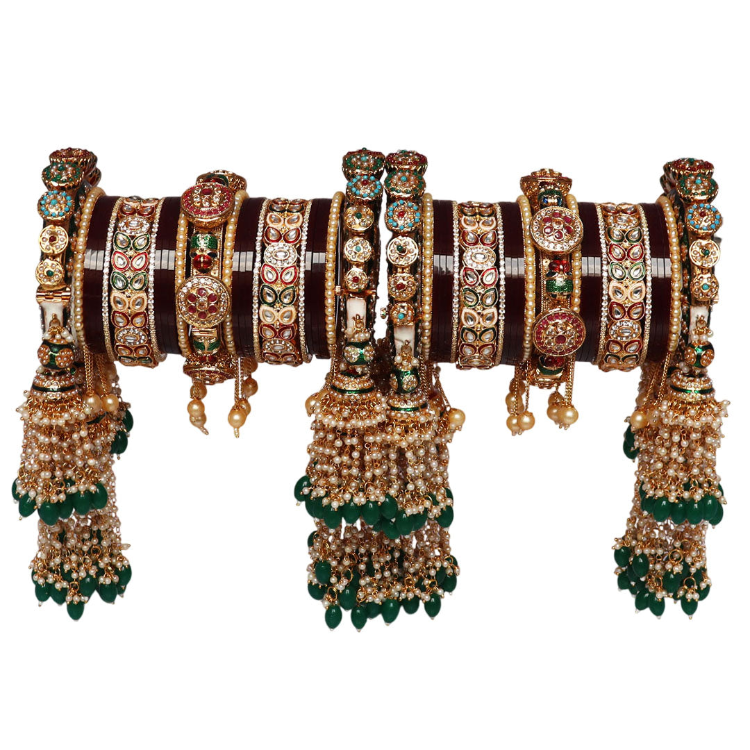 Title: Luxurious Bridal Bangles Set in Traditional Rajwadi Style