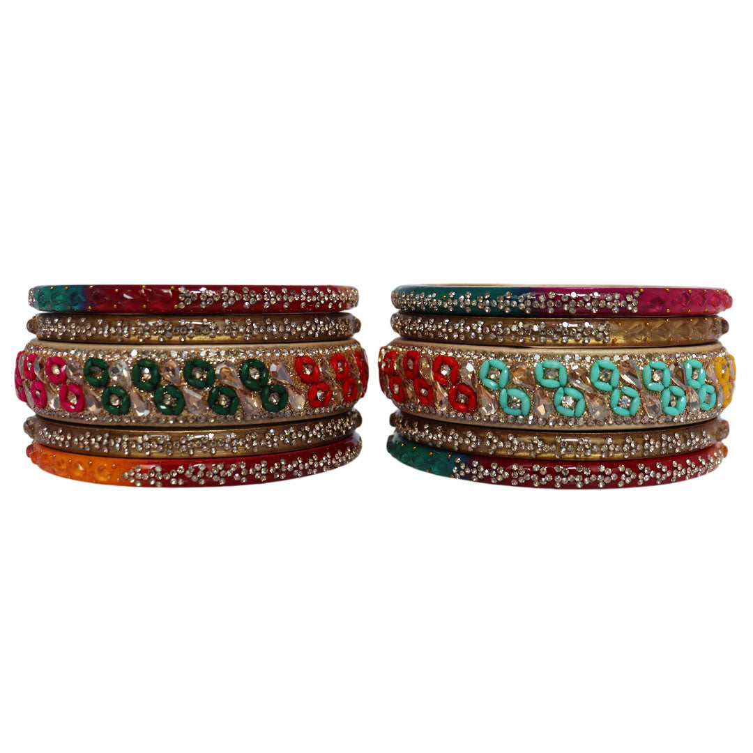 Womens Designer Lac Bangles Set With Latest Kundan Design