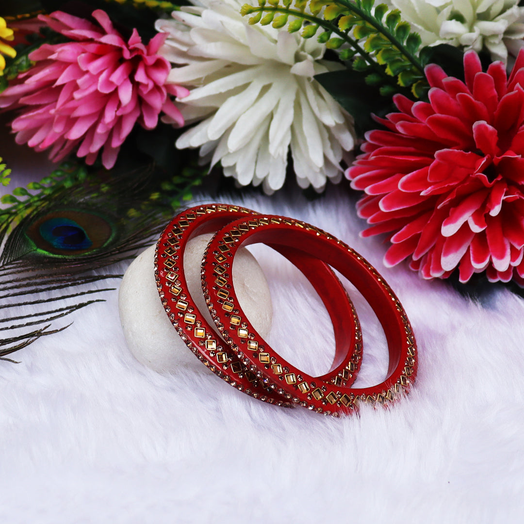 Traditional Kundan Lac Bangadi Bangles (Pack of 2)