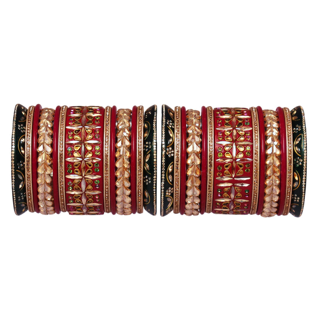 Handmade Rajasthani Lac Bangles for Bride – Kundan Stone Work
