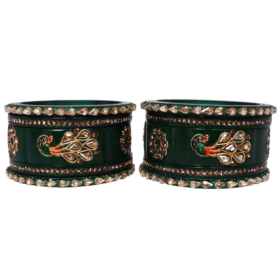 Pure Lac Short Chura Set With Latest Kundan & Peacock Design