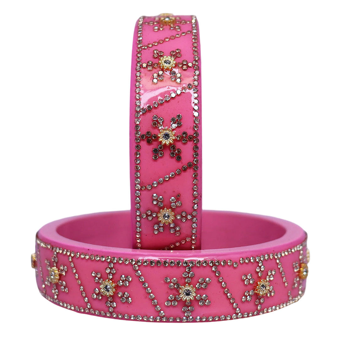 Designer Lac Bangles For Girls in Rhinestones Design