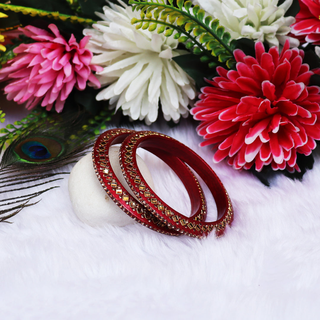 Traditional Kundan Lac Bangadi Bangles (Pack of 2)