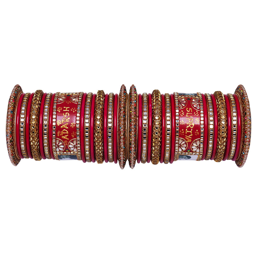 Name and Photo Bangles Set Personalized Wedding Chura Set
