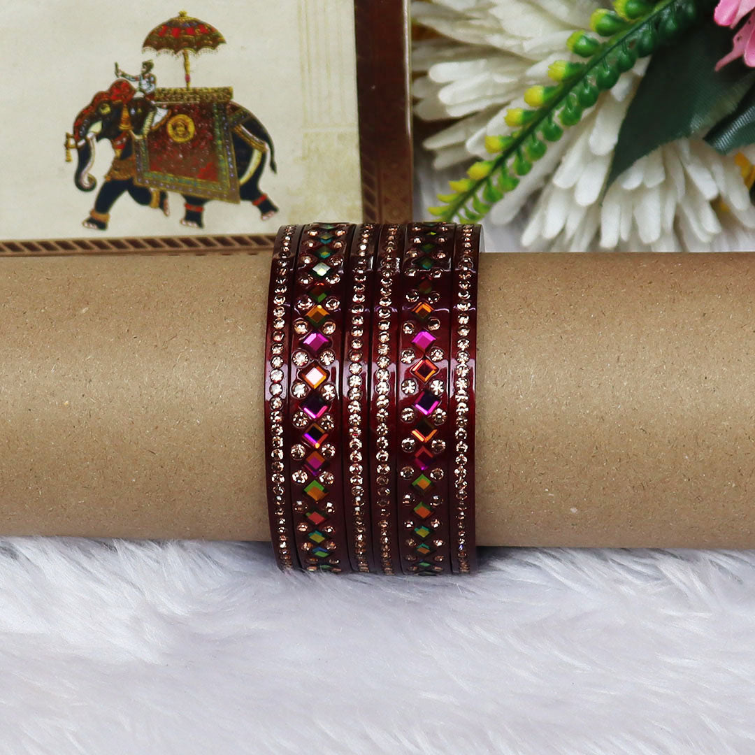 Women's Traditional Lac Bangles Set With Latest Rainbow Kundan Design