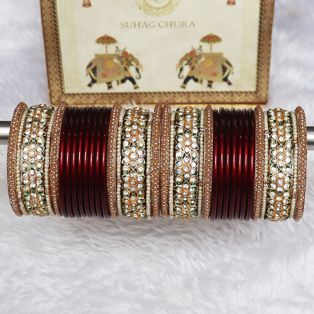 Festive Wear Lac Bangles Set With Latest Stones Flower Design