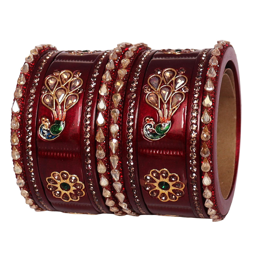 Pure Lac Short Chura Set With Latest Kundan & Peacock Design