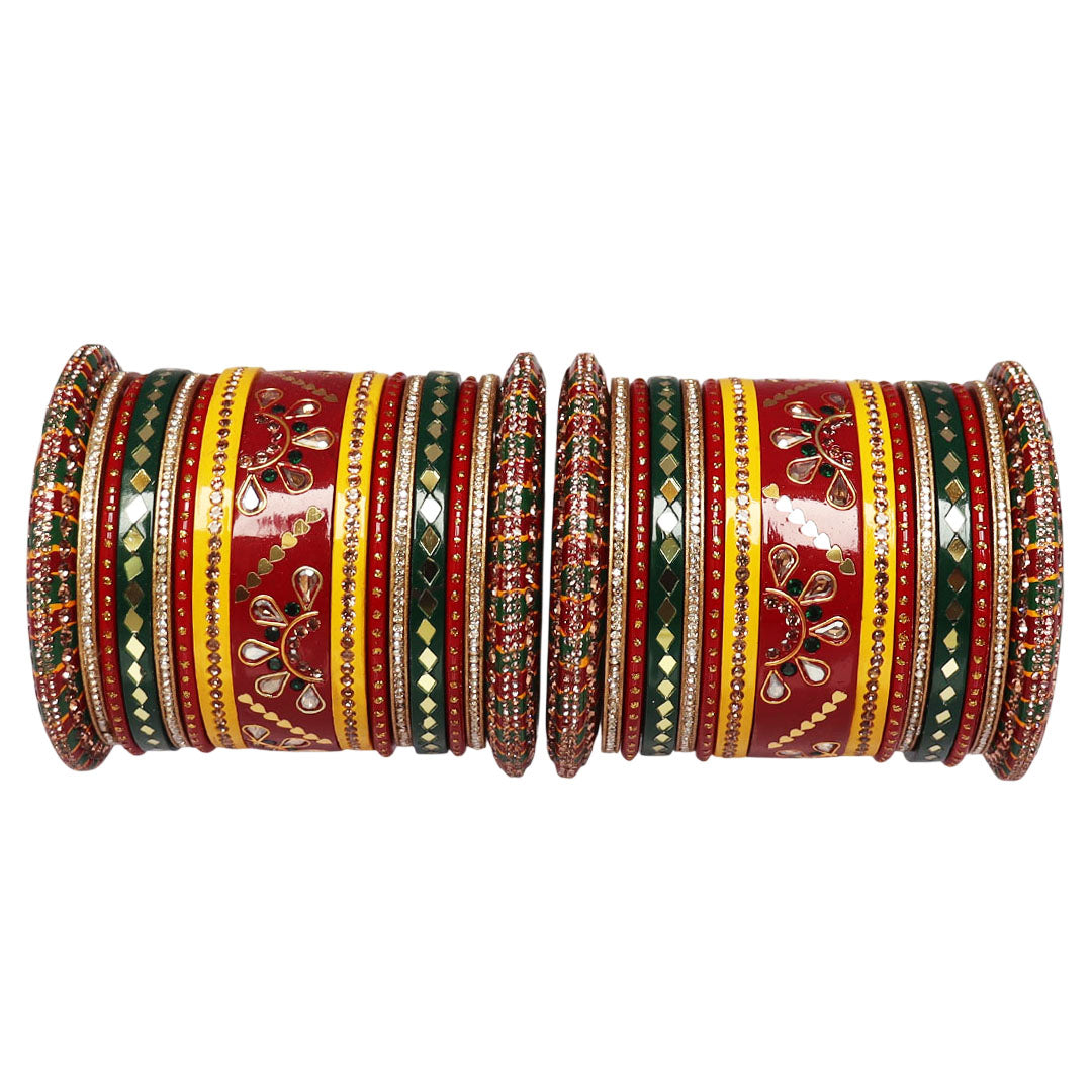 Karwa Chauth Traditional Bangles Set With Latest Kundan-Mirror Design