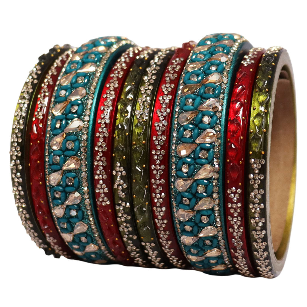 Womens Designer Lac Bangles Set With Latest Kundan Design