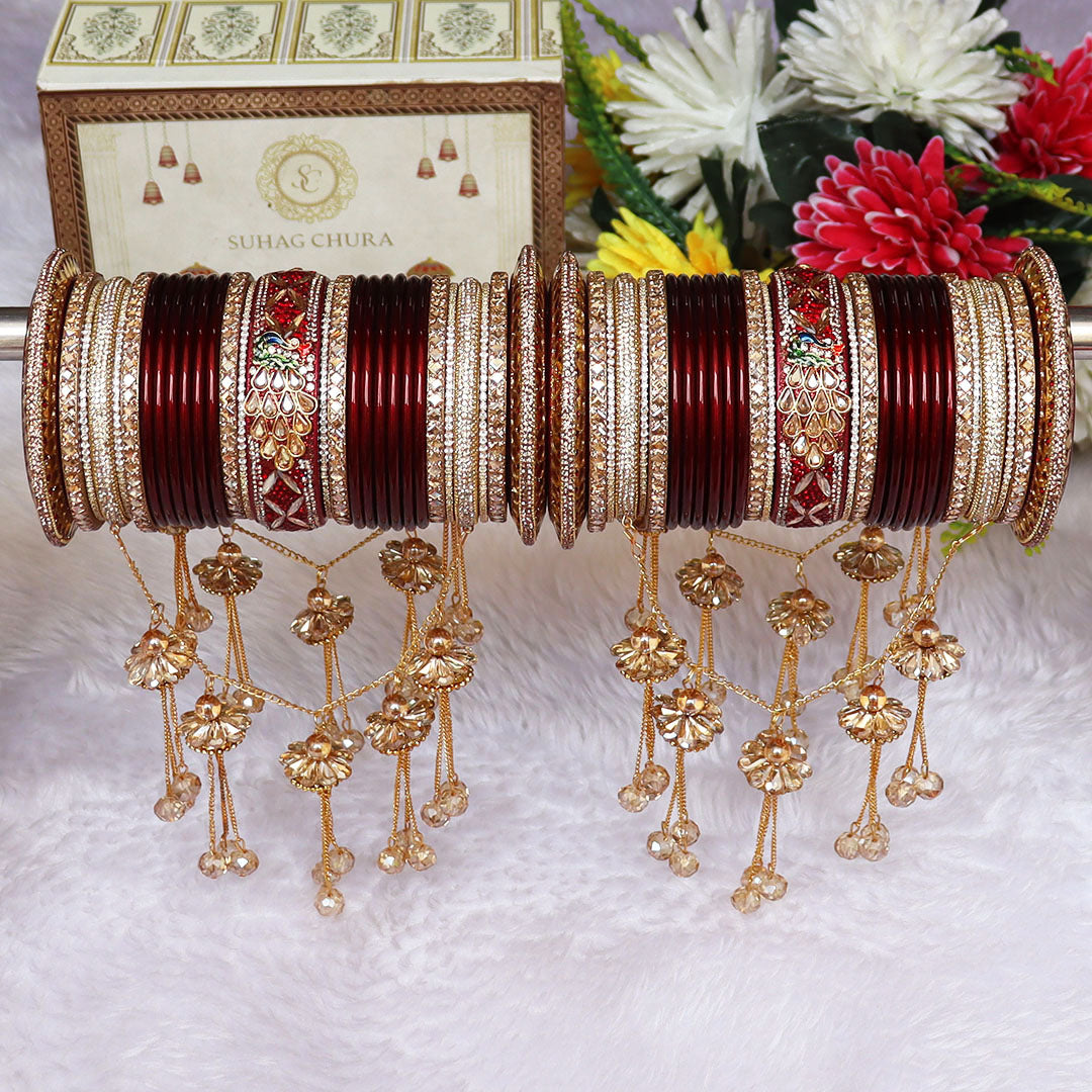 Lac Bridal Bangles Set With Latest Peacock and Jhula Latkan Design