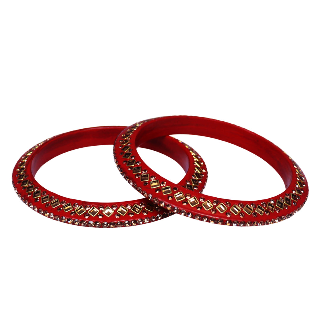 Traditional Kundan Lac Bangadi Bangles (Pack of 2)
