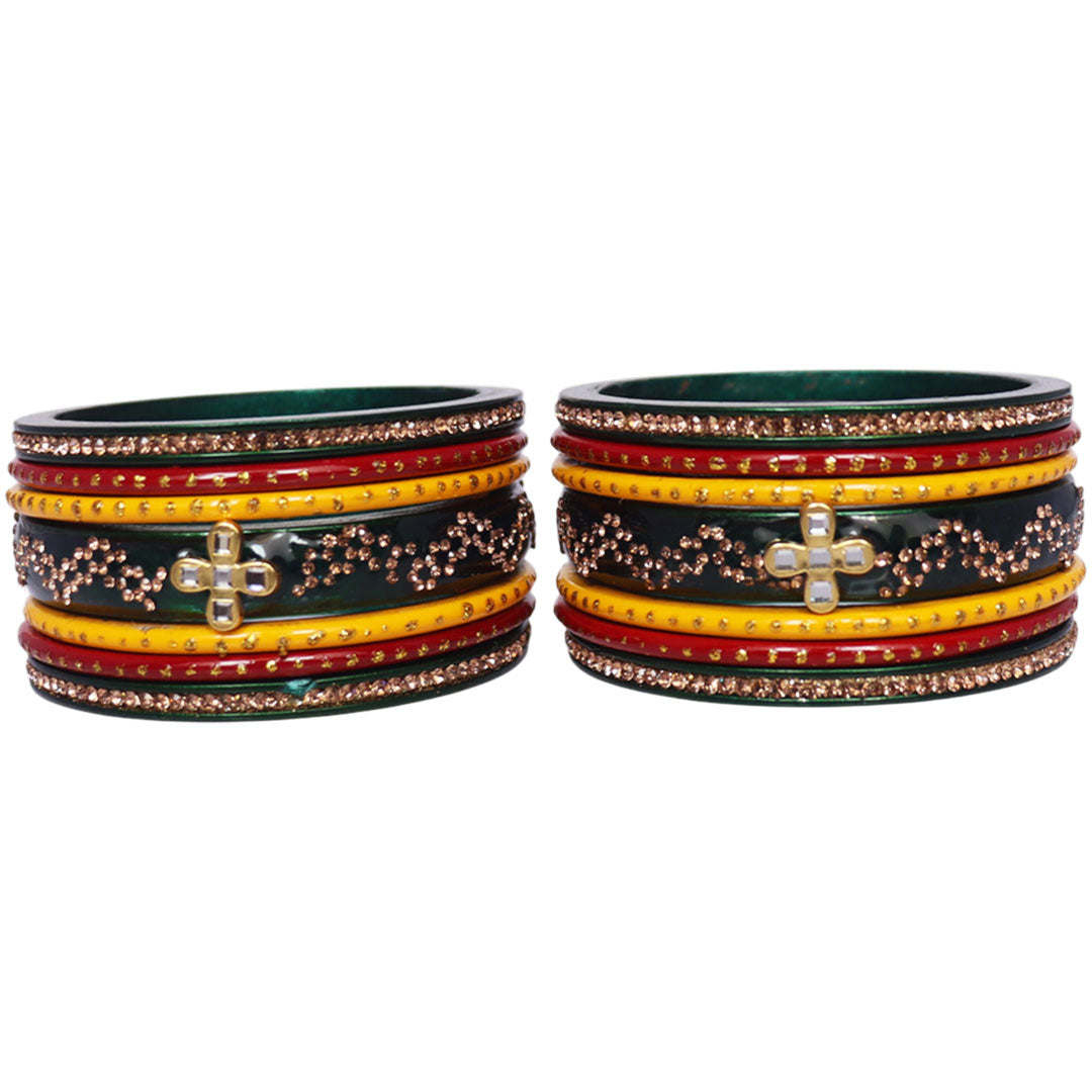 Marwadi Short Lac Chura Set With Beautiful Kundan-Rhinestones Design