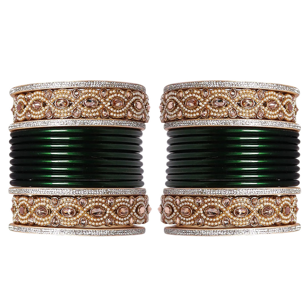 Punjabi Style Bridal Chura Set With Latest Kundan-Rhinestones Design