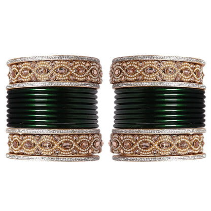 Punjabi Style Bridal Chura Set With Latest Kundan-Rhinestones Design