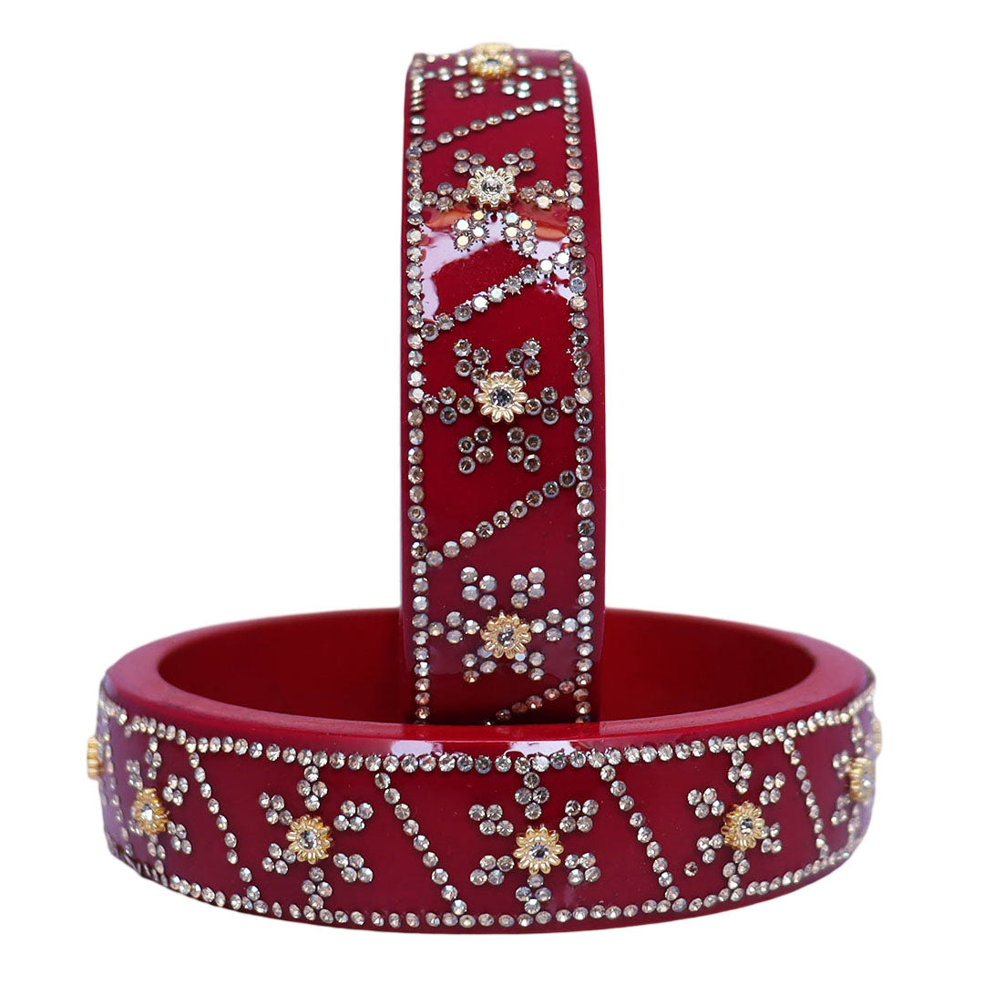 Designer Lac Bangles For Girls in Rhinestones Design