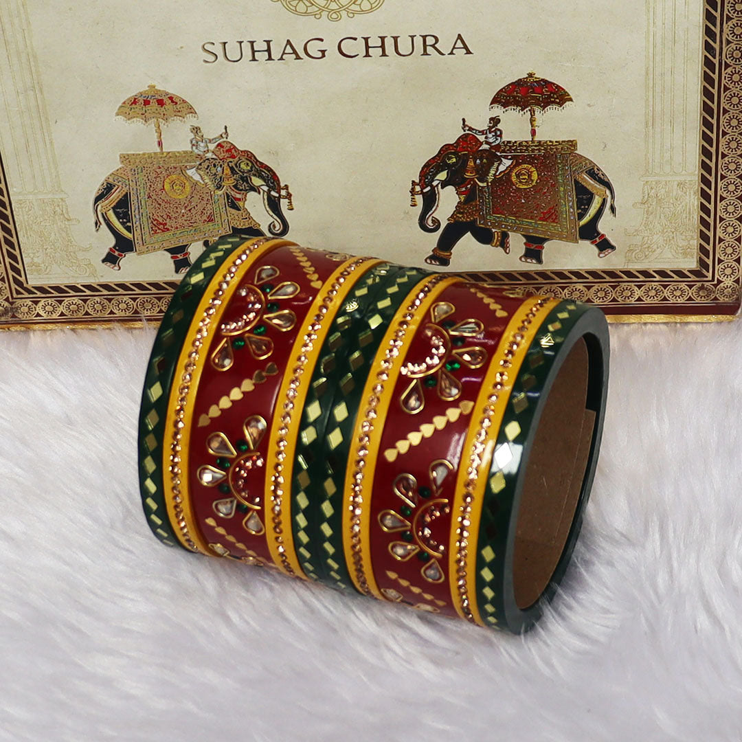 Festival Special Rajasthani Pure Lac Chura with Kundan-Mirror Design