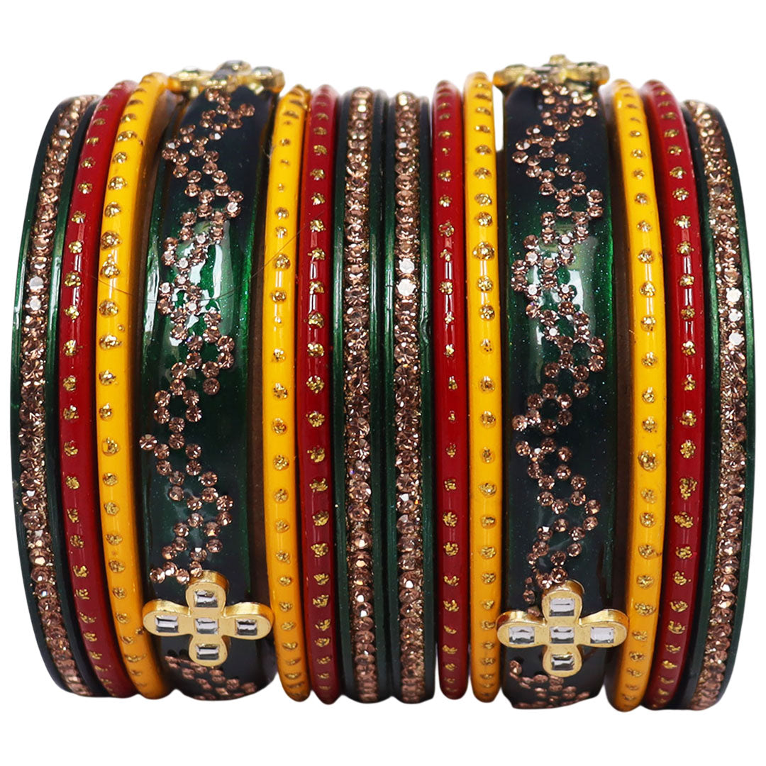 Marwadi Short Lac Chura Set With Beautiful Kundan-Rhinestones Design