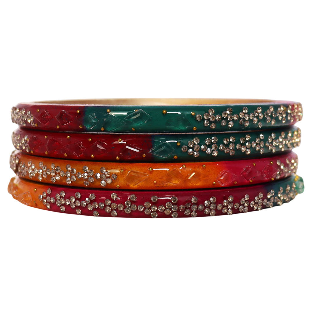 Womens Designer Lac Bangles Set With Latest Rhinestones Design
