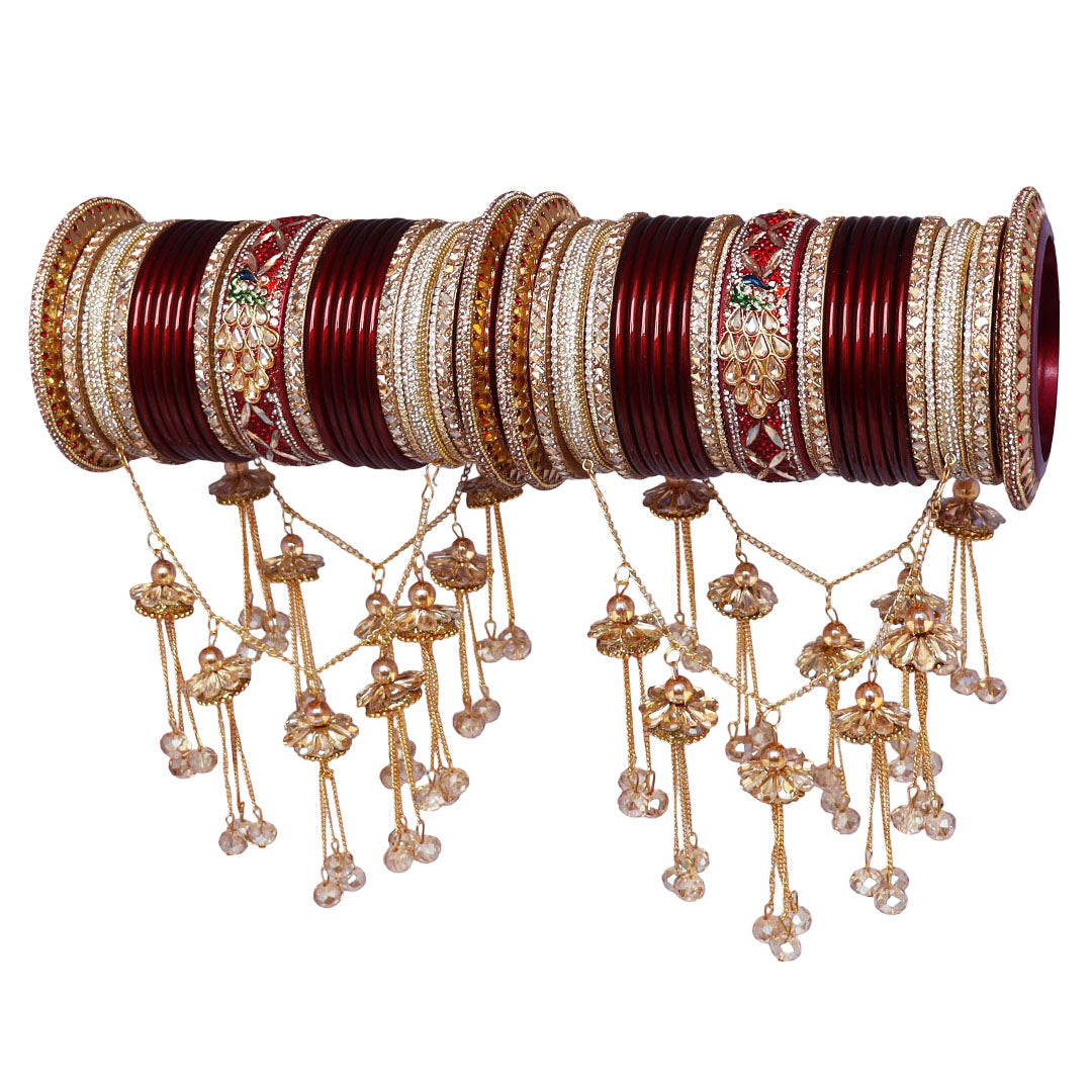Lac Bridal Bangles Set With Latest Peacock and Jhula Latkan Design