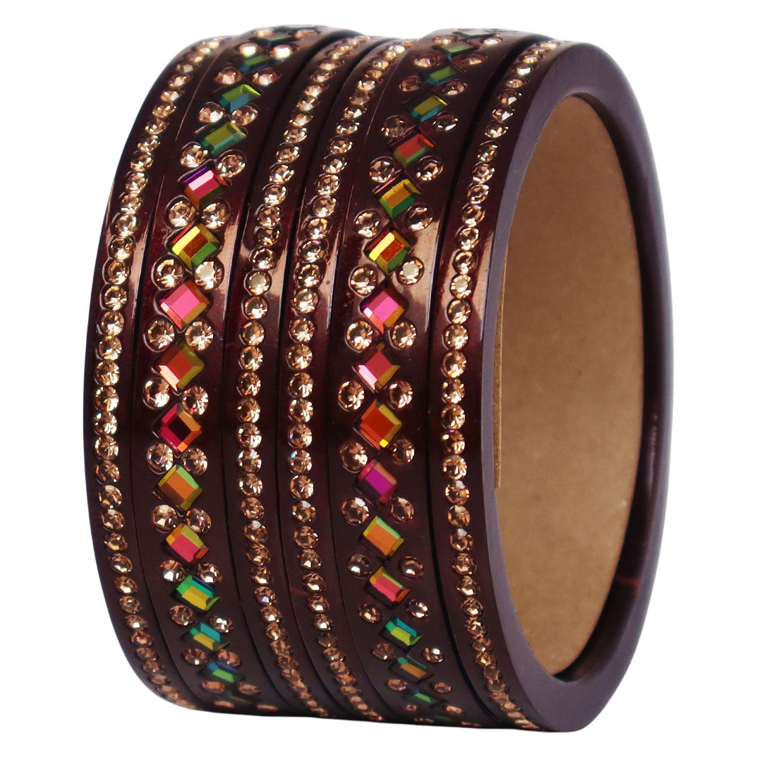 Women's Traditional Lac Bangles Set With Latest Rainbow Kundan Design