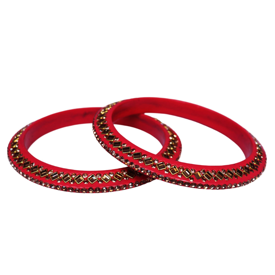 Traditional Kundan Lac Bangadi Bangles (Pack of 2)