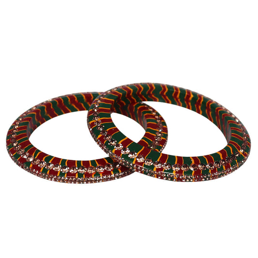 Traditional Lahariya Lac Bangadi Bangles With Rhinestones Design
