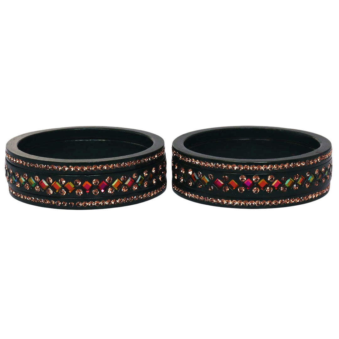 Women's Traditional Lac Bangles Set With Latest Rainbow Kundan Design