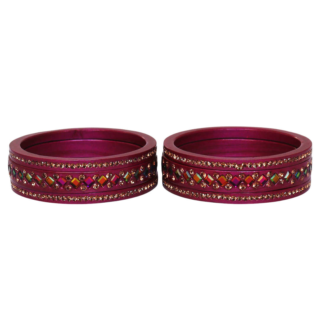 Women's Traditional Lac Bangles Set With Latest Rainbow Kundan Design