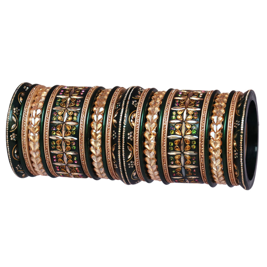 Handmade Rajasthani Lac Bangles for Bride – Kundan Stone Work